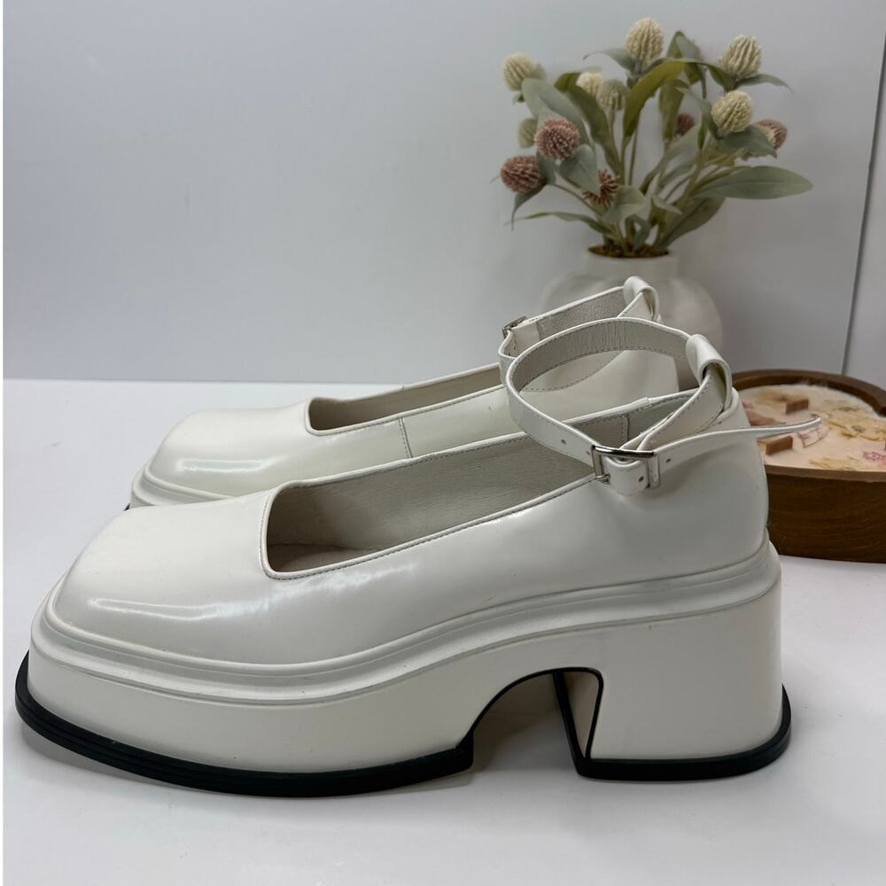 Jeffrey Campbell Empath Patent Leather Mary Jane Platform White Women 10 TriedOn